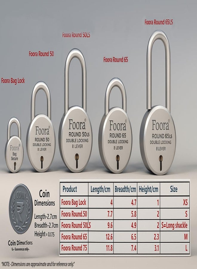 Foora Round 65mm Lock with 5 Keys | Heavy Duty Padlock for Home, Gates, Cabinets & Office Security - Image 3